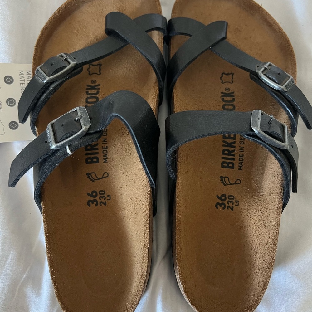 Birkenstock Mayari Black Strap Leather Sandals - Picture 2 of 3